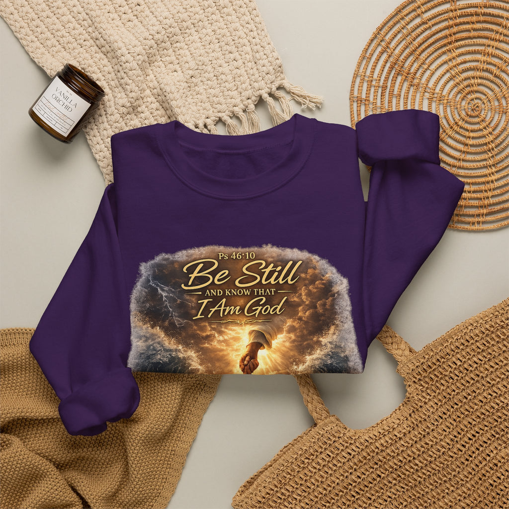 Psalm 46:10 "Be Still and Know That I Am God" Christian Crewneck Sweatshirt