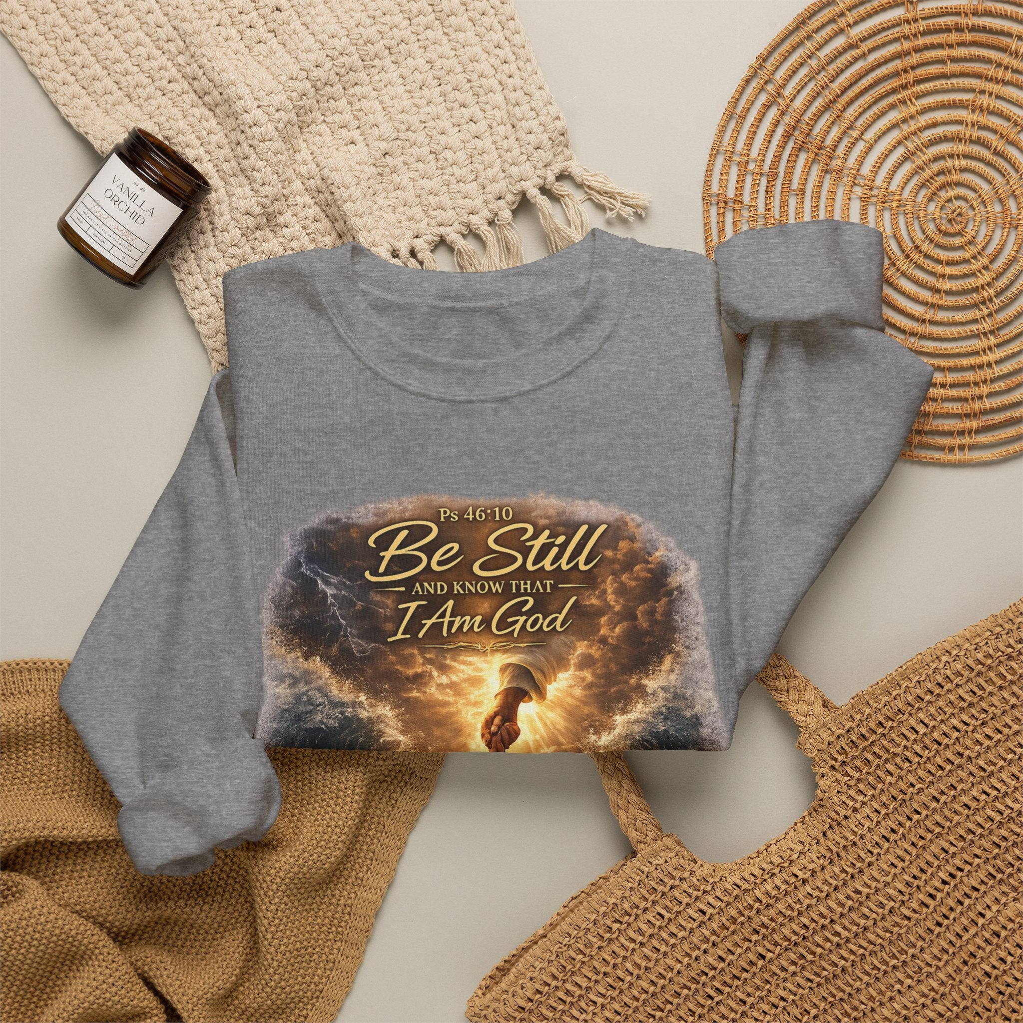 Psalm 46:10 "Be Still and Know That I Am God" Christian Crewneck Sweatshirt