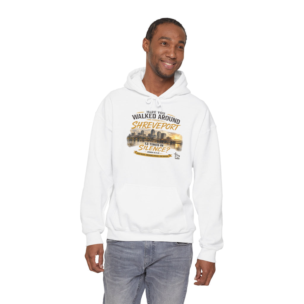 Shreveport City Hoodie - "Have You Walked Around Shreveport 13 Times in Silence?" Graphic Pullover