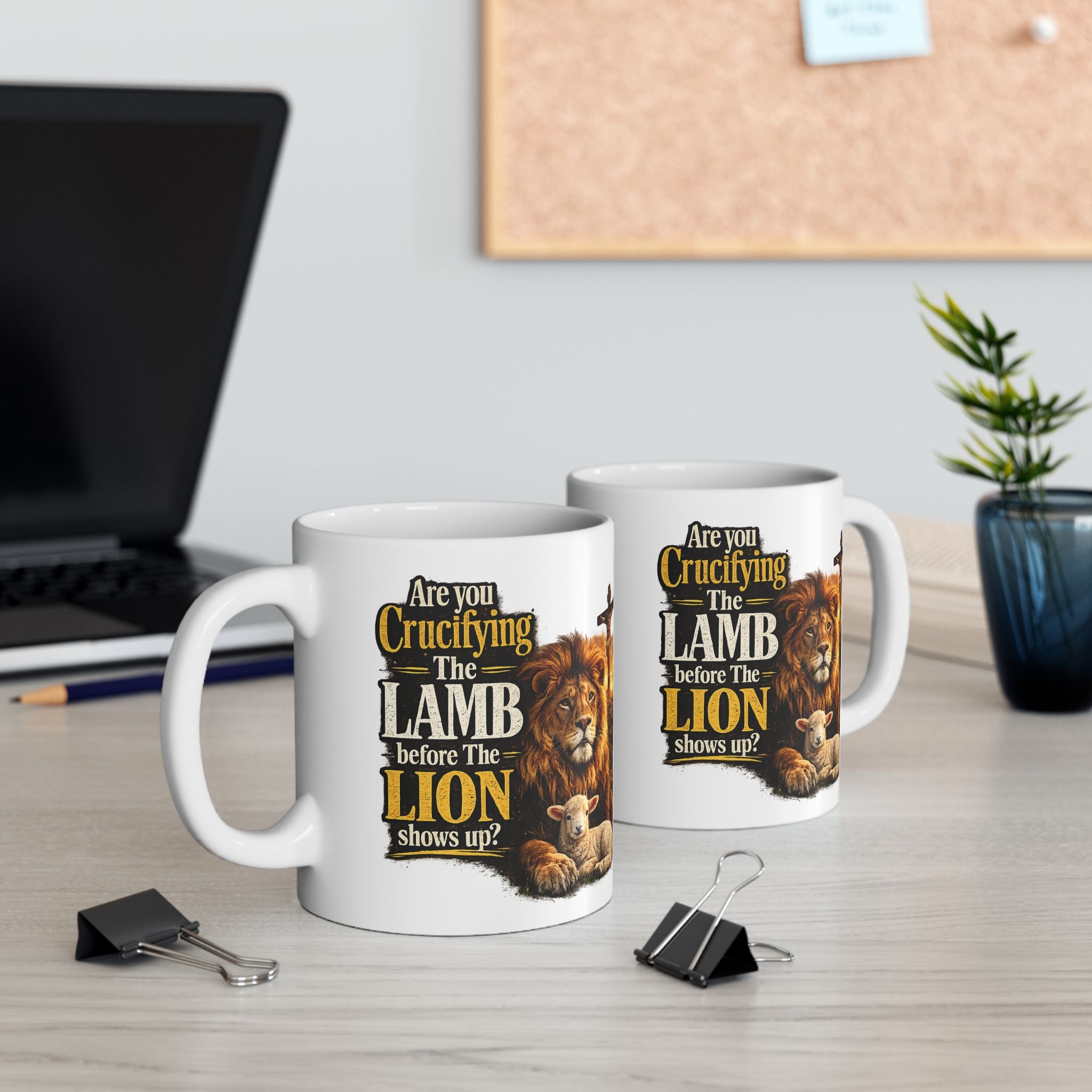 Crucify the Lamb Black Ceramic Mug – Start Every Morning with a Question