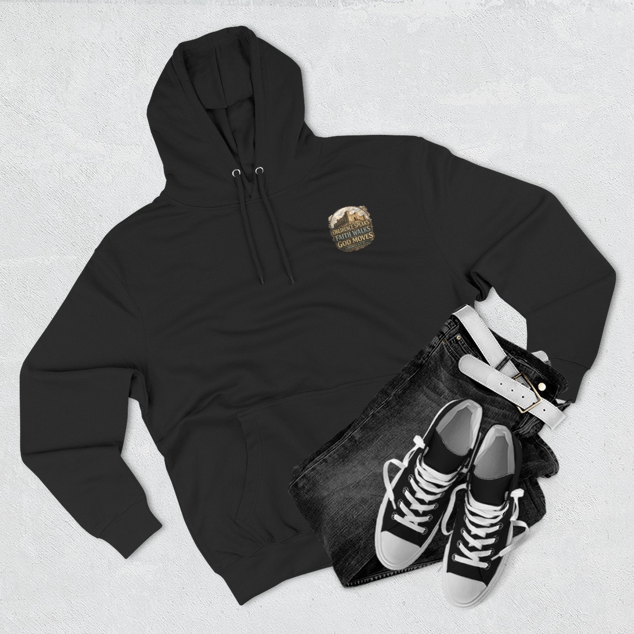 Jericho Premium Hoodie – Faith Walks. Obedience Speaks. God Moves.