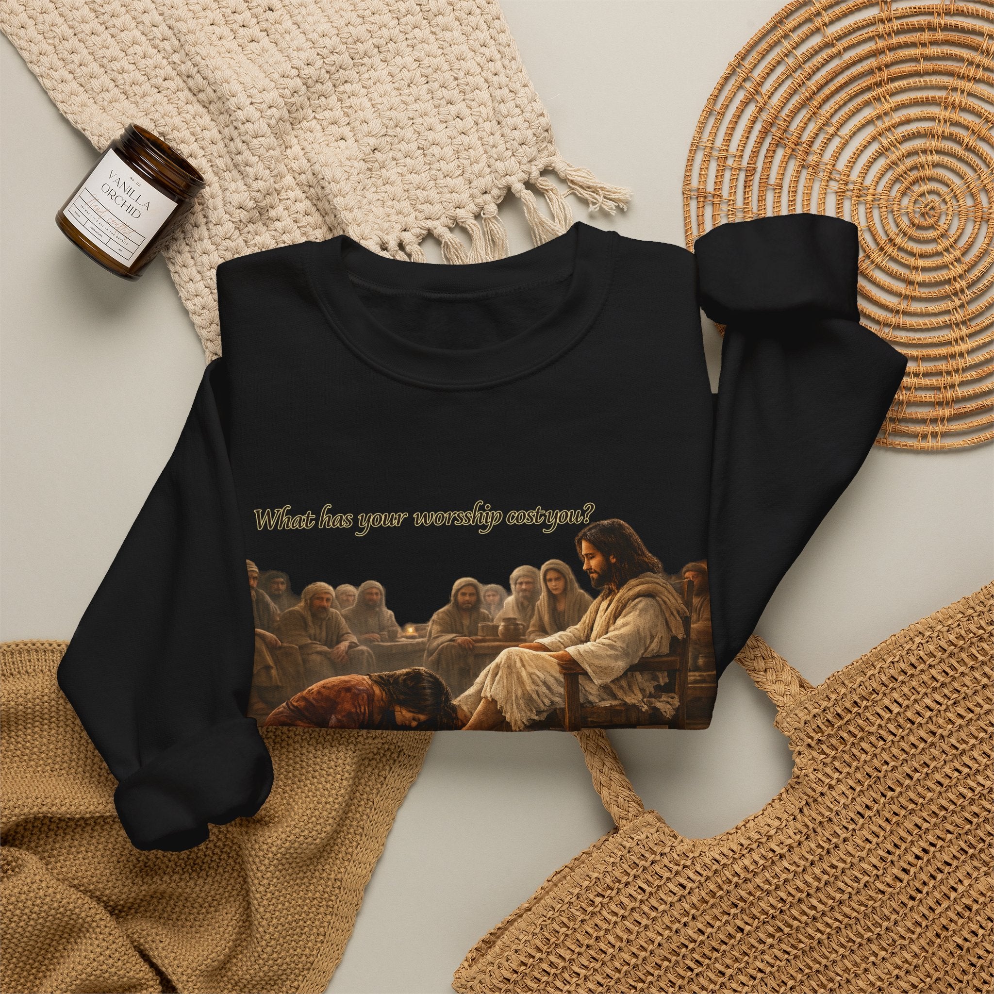 Christian Crewneck Sweatshirt — “What Has Your Worship Cost You? (John 12:1-8)”