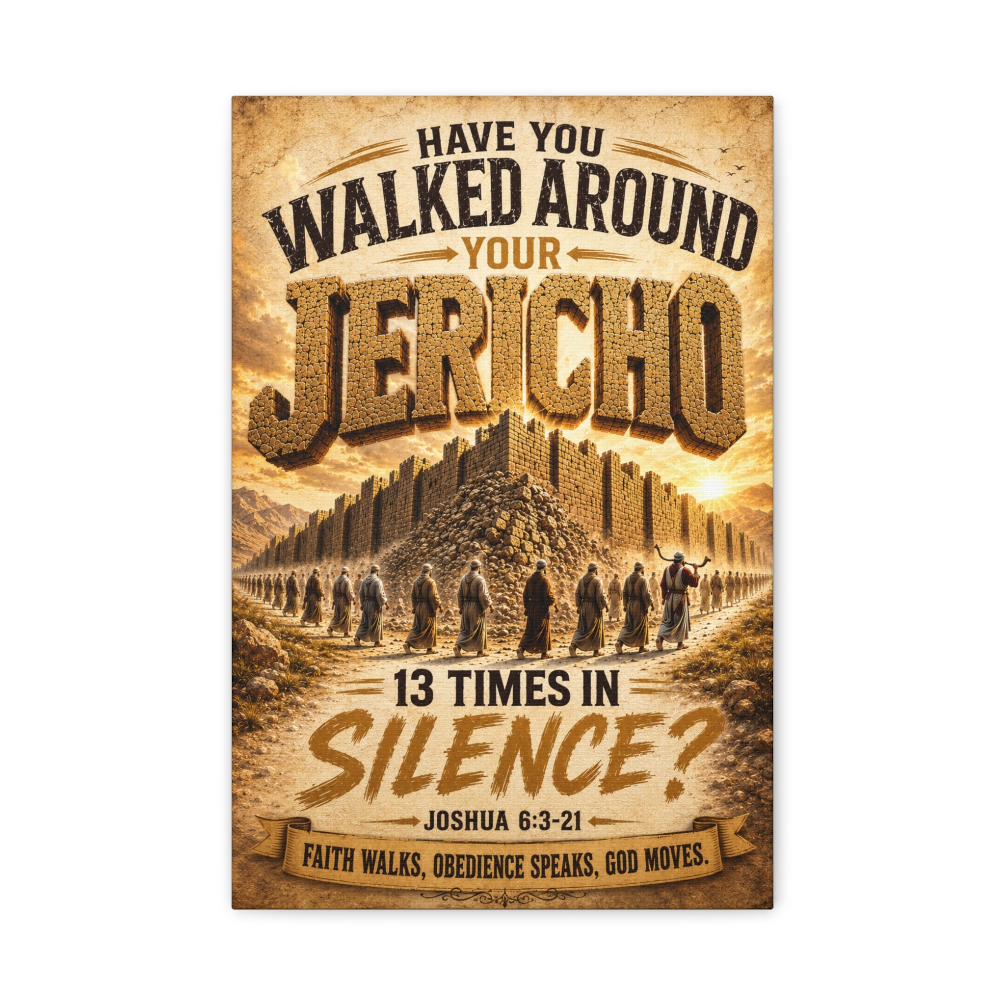 Jericho Canvas Wall Art — "13 Times In" Biblical Scripture Print