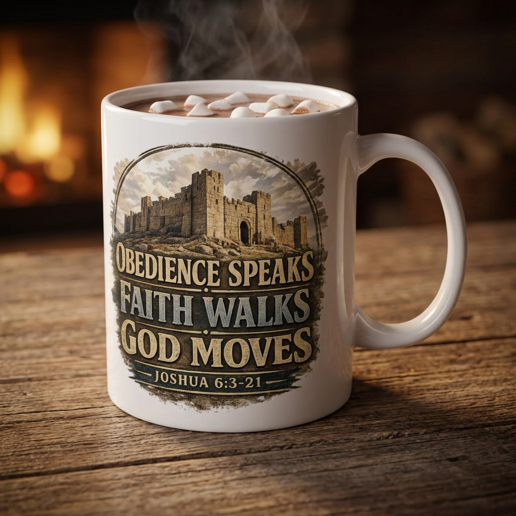 Faith Coffee Mug - "Obedience Speaks, Faith Walks, Love Loves" Inspirational Ceramic Mug