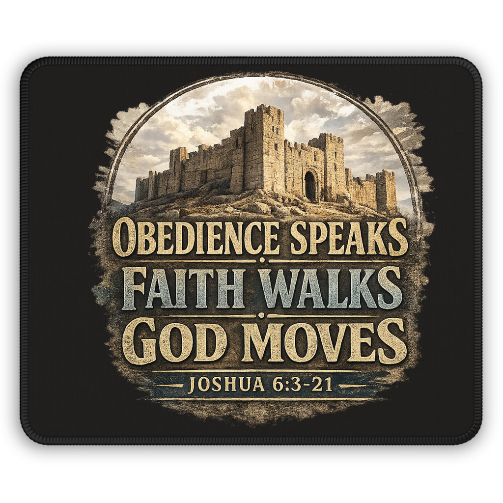"Obedience Speaks, Faith Walks, God Moves" Inspirational Christian mouse pad
