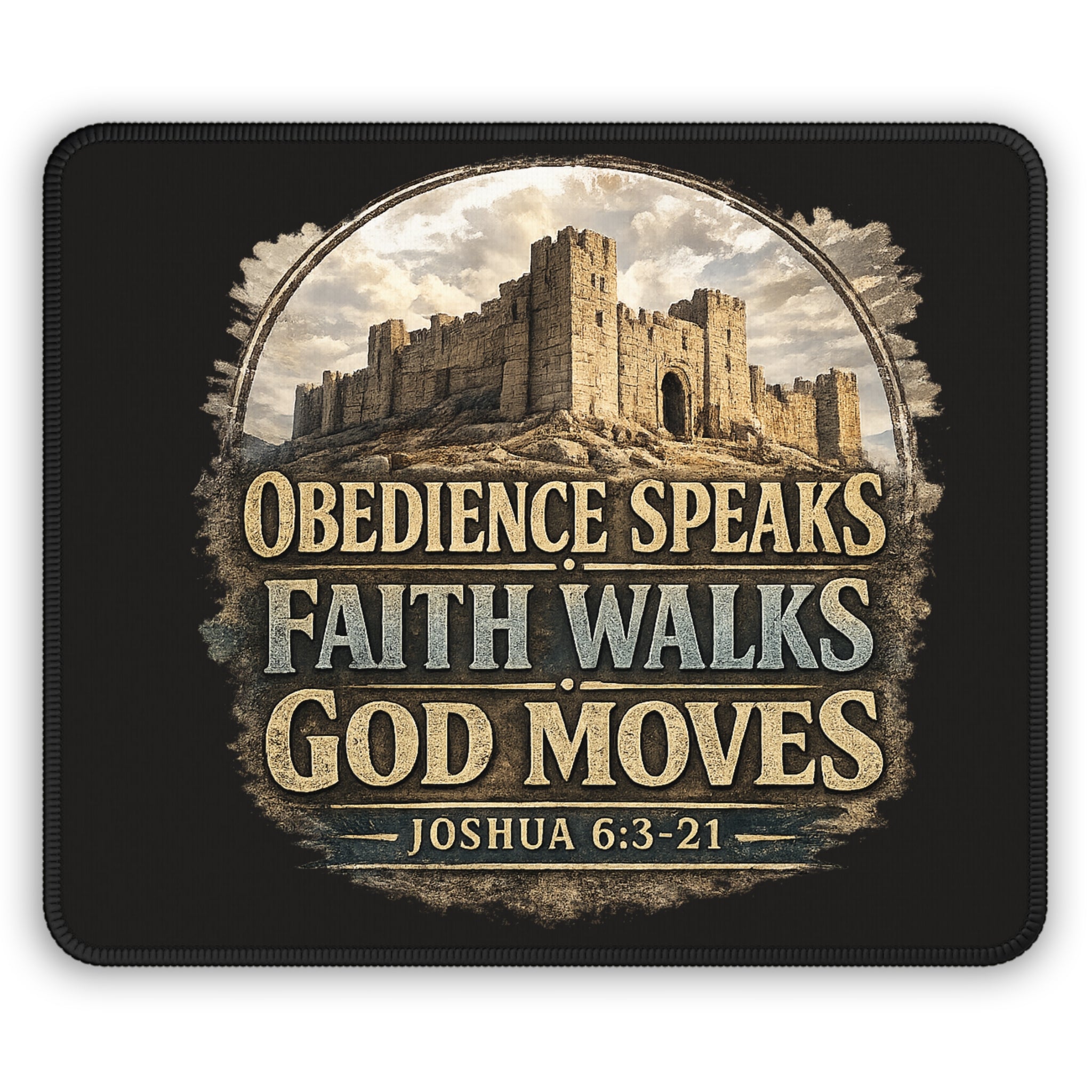 "Obedience Speaks, Faith Walks, God Moves" Inspirational Christian mouse pad
