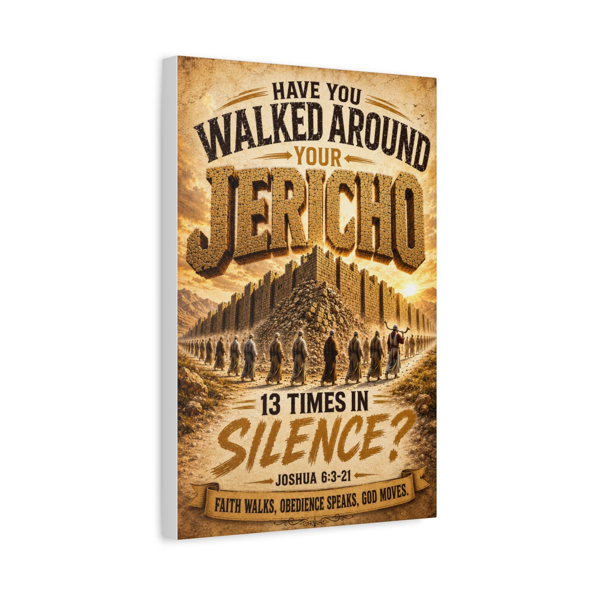 Jericho Canvas Wall Art — "13 Times In" Biblical Scripture Print